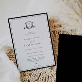 タイムレスつる植物結婚モノグラムの紋章 招待状