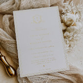 タイムレスつる植物結婚モノグラムの紋章 箔招待状