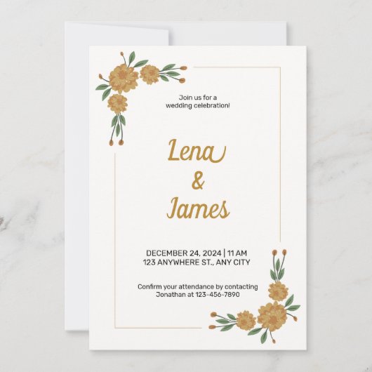 タイムレスでロマンチックなフローラ 招待状 (正面)