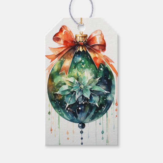 タイムレスなエレガンス：融合レッド&グリーン ギフトタグ (正面)