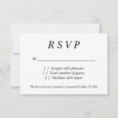 タイムレスなエレガンスRSVP結婚のレスポンスカード 出欠カード (正面)