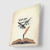 タイムレスなストーリー – 瞬間は新しいページだ！ スクエア壁時計 (傾斜)