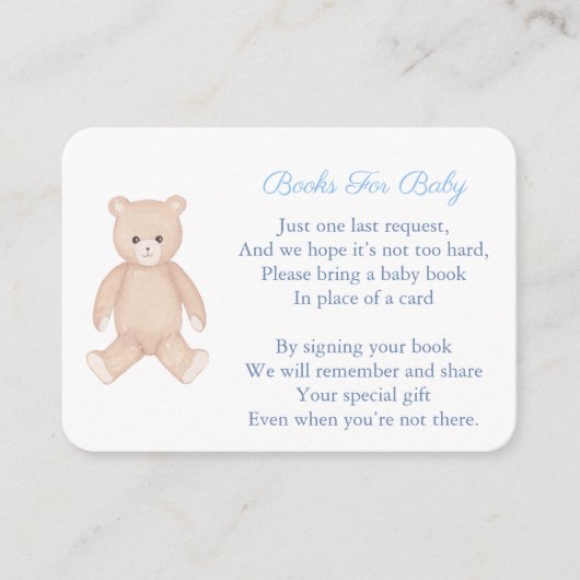 タイムレスなテディベアが本の赤ちゃんシャワーを持参 エンクロージャーカード (正面)