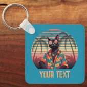 タイムレスなトロピカルキャットアティートスクエア キーホルダー (正面)