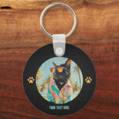 タイムレスなトロピカルネコの姿勢ラウンドキーチェーン キーホルダー (裏面)