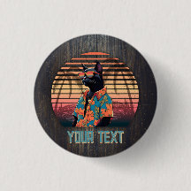 タイムレスなトロピカルネコの姿勢1インチラウンドボタン