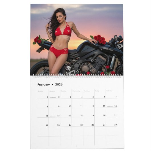 タイムレスなパワー:動かす女性のバイク カレンダー (2月 2026)