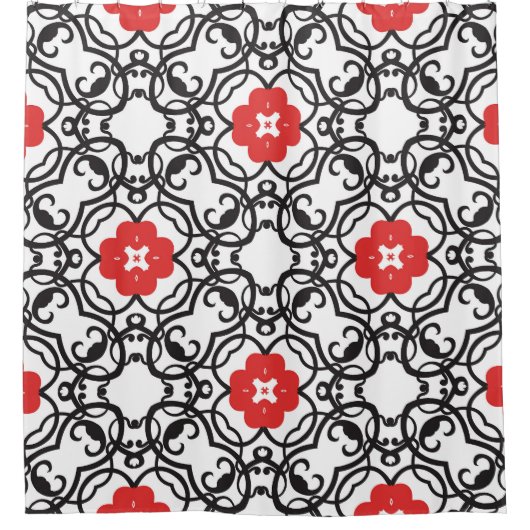 タイムレスなフローラヴィンテージ:シームレスなクラシック シャワーカーテン (正面)