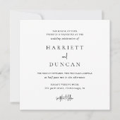 タイムレスなブラックアンドホワイトのエレガントなウェディング 招待状 (正面)