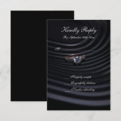 タイムレスなブラック、グレー＆ホワイトの結婚式出欠確認カード 出欠カード (正面/裏面)
