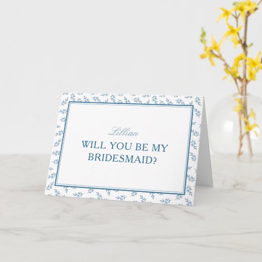 タイムレスなブルーガーデンエレガントブライドメイド提案 カード (黄色い花)