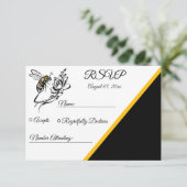 タイムレスなラグジュアリー結婚ビーの応答カード 出欠カード (スタンド正面)