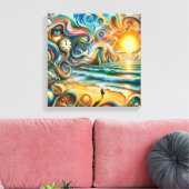 タイムレスなリフレクション：超現実的な海岸夢の風景 キャンバスプリント (インサイチュ (リビング))