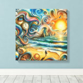 タイムレスなリフレクション：超現実的な海岸夢の風景 キャンバスプリント (インサイチュ (ウッドフロア))