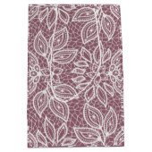 タイムレスなレースの結婚式用マウベとホワイト ミディアムペーパーバッグ (正面)