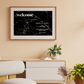 タイムレスな優雅さ：ブラック大理石とゴールドのウェディング アクリルサイン