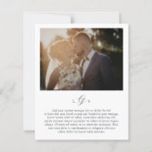 タイムレスな写真の予算に優しい結婚式の感謝状カード (裏面)
