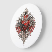 "タイムレスな愛:壁時計のハートロゴ" ラージ壁時計 (傾斜)