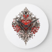 "タイムレスな愛:壁時計のハートロゴ" ラージ壁時計 (正面)