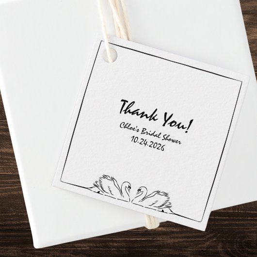 タイムレスな手書きのスワン ブライダルシャワー 感謝の気持ち フェイバータグ