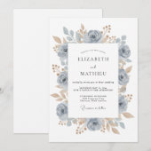 タイムレスな植物の結婚式のヤグルマギクブルー 招待状 (正面/裏面)
