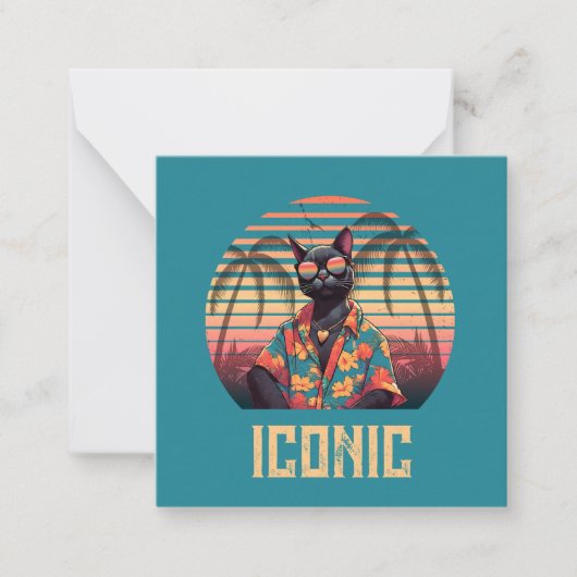 タイムレスな熱帯猫の態度フラットノート ノートカード (正面)