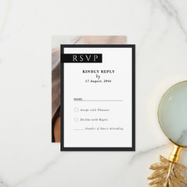 タイムレスな白黒ウェディングRSVPカード サンキューカード