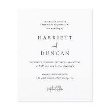 タイムレスな白黒バジェット結婚式招待状