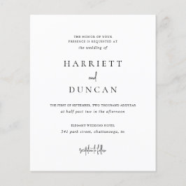 タイムレスな白黒バジェット結婚式招待状