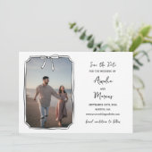 タイムレスな白黒ミニマリスト手描き弓 セーブザデート (スタンド正面)