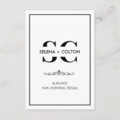 タイムレスな白黒結婚詳細/出欠カード エンクロージャーカード (裏面)