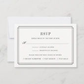 タイムレスな白黒RSVPカード(食事の選択あり) 出欠カード (正面)