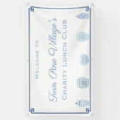 タイムレスな青と白のシャワーまたは非営利イベント 横断幕 (縦)