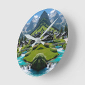 "タイムレスな静けさ – アルパインビレッジ ラウンド壁時計 (傾斜)