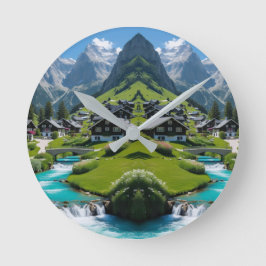 "タイムレスな静けさ – アルパインビレッジ ラウンド壁時計