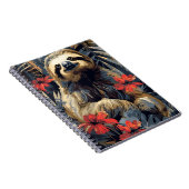 タイムレスな静謐さ：赤い花とヴィンテージの散り ノートブック (右側)