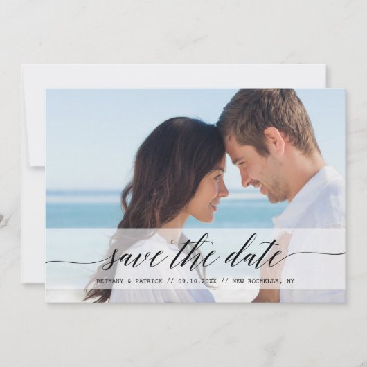 タイムレスな Chic Save the Date フォトアナウンスメント セーブザデート (正面)