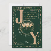 タイムレスな「JOY」グリーンとゴールドのお祭りエレガンス シーズンカード (正面)