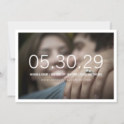 タイムレスに日付を保存するフォトマグネットカード マグネット招待状 (正面)