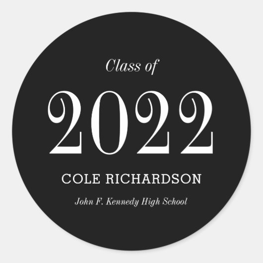 タイムレスの卒業ステッカーまたは封筒用シール ラウンドシール (正面)