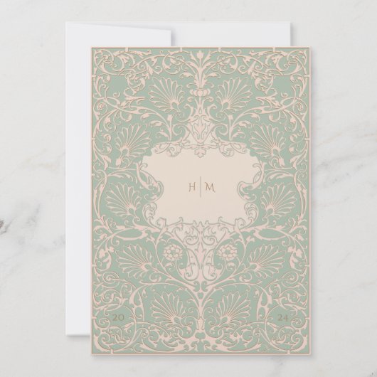 タイムレスアールヌーボーシーフォー結婚ムアンドピーチ 招待状 (裏面)