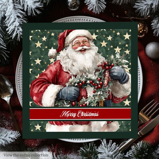 タイムレスウォーターカラーサンタクロースのテーブルナプキン