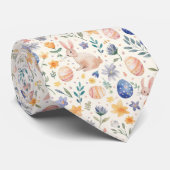 タイムレスウォーターカラーパステルウサギの花と卵 ネクタイ (ロール)
