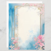 タイムレスウォーターカラー花模様スクラップブック紙 (正面/裏面)