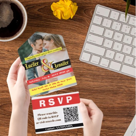 タイムレスエレガンスパーソナライズされた結婚式招待状 オールインワン招待状