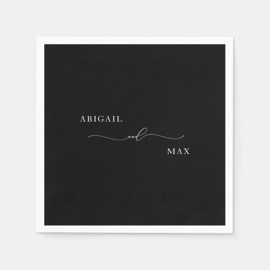 タイムレスエレガンスブラックカスタムウェディングカクテル スタンダードカクテルナプキン (正面)
