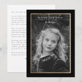 タイムレスエレガンスブラック&金ゴールド年賀フォトカード シーズンカード (正面/裏面)