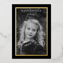 タイムレスエレガンスブラック&金ゴールド年賀フォトカード