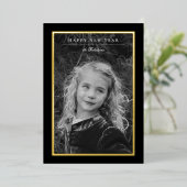 タイムレスエレガンスブラック&金ゴールド年賀フォトカード 箔シーズンカード (立ち正面)