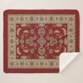 タイムレスエレガンスレッド&ベージュクラシック織物 シェルパブランケット (正面(横))